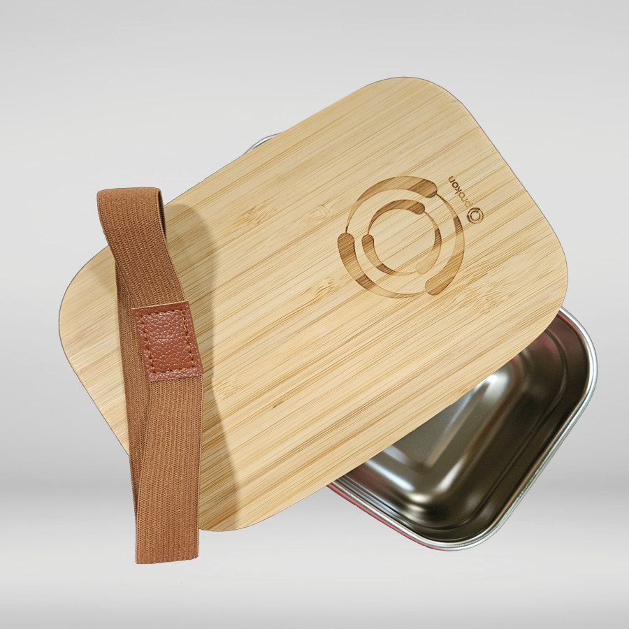 Edelstahl-Lunchbox mit Bambusdeckel – Bild 3